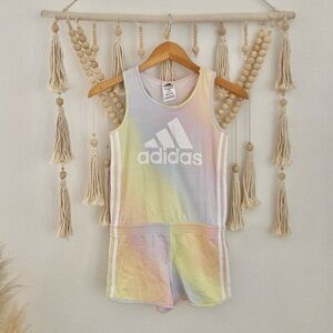 adidas romper shorts tank top iridescence ombre rainbow pink pastel girl M 10/12